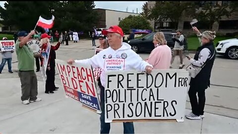 Trump supporters outside of Clinton Township, Michigan rally