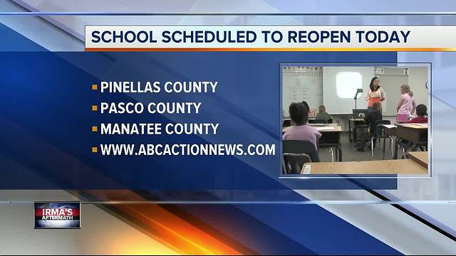 Schools scheduled to reopen today in most Tampa Bay Area counties