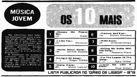 PORTUGAL - OS 10 MAIS DO TOP DE SINGLES EM 1973