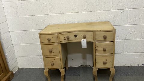 1930’s Small Pine Serpentine Writing Desk With Drawers (Y3057C) @PinefindersCoUk