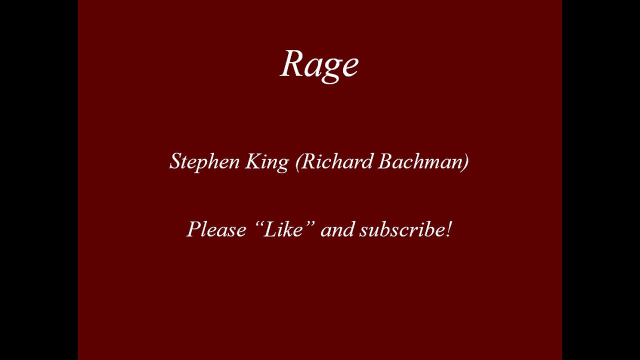 Rage - Stephen King - Full Audiobook