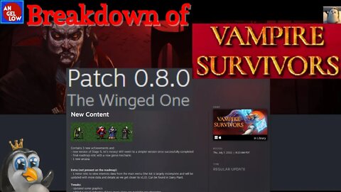 Breakdown of Vampire Survivors Patch 0.8.0 - The Winged One!