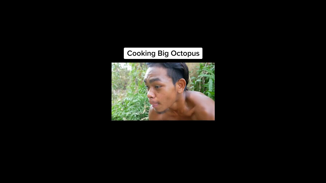 Cooking big octopus in forest