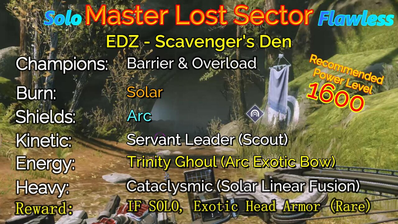 Destiny 2 Master Lost Sector: EDZ - Scavenger's Den on my Hunter Solo-Flawless 10-14-22