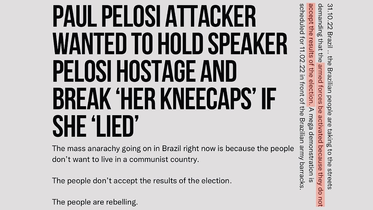 WHAT HAPPENED AT NANCY PELOSI’S HOUSE & WAS THE BRAZILIAN ELECTION RIGGED? | 01.11.2022