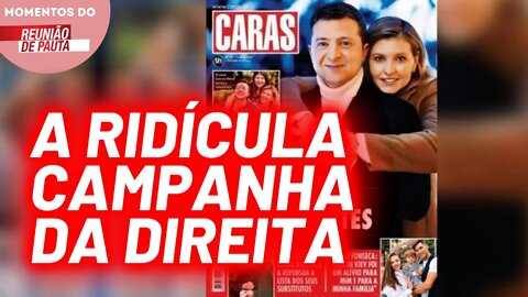 Revista de fofoca estampa Zelensky e a esposa na capa como exemplos de coragem | Momentos