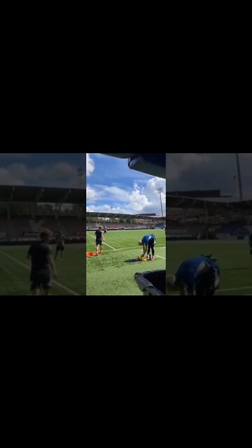 Juggling the soccer ball in the trash can @George Serbanescu