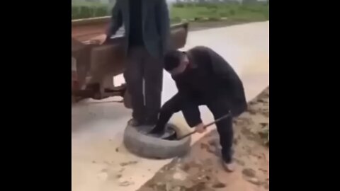 Man jeopardized his future generations as he fixes his car trye