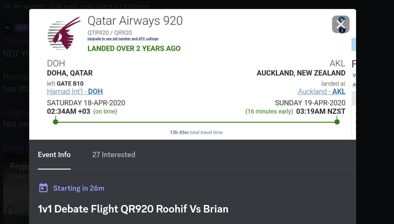 1v1 Debate Flight QR920 Roohif Vs Brian
