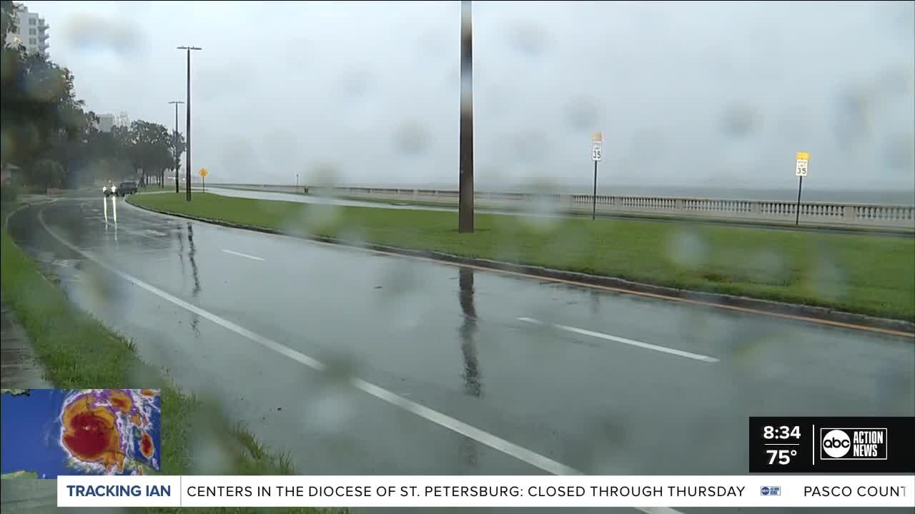 Larissa Scott in Hillsborough | Bay Shore Blvd rain is getting heavier and the wind is picking up. Officials are hoping they listen to their warnings.