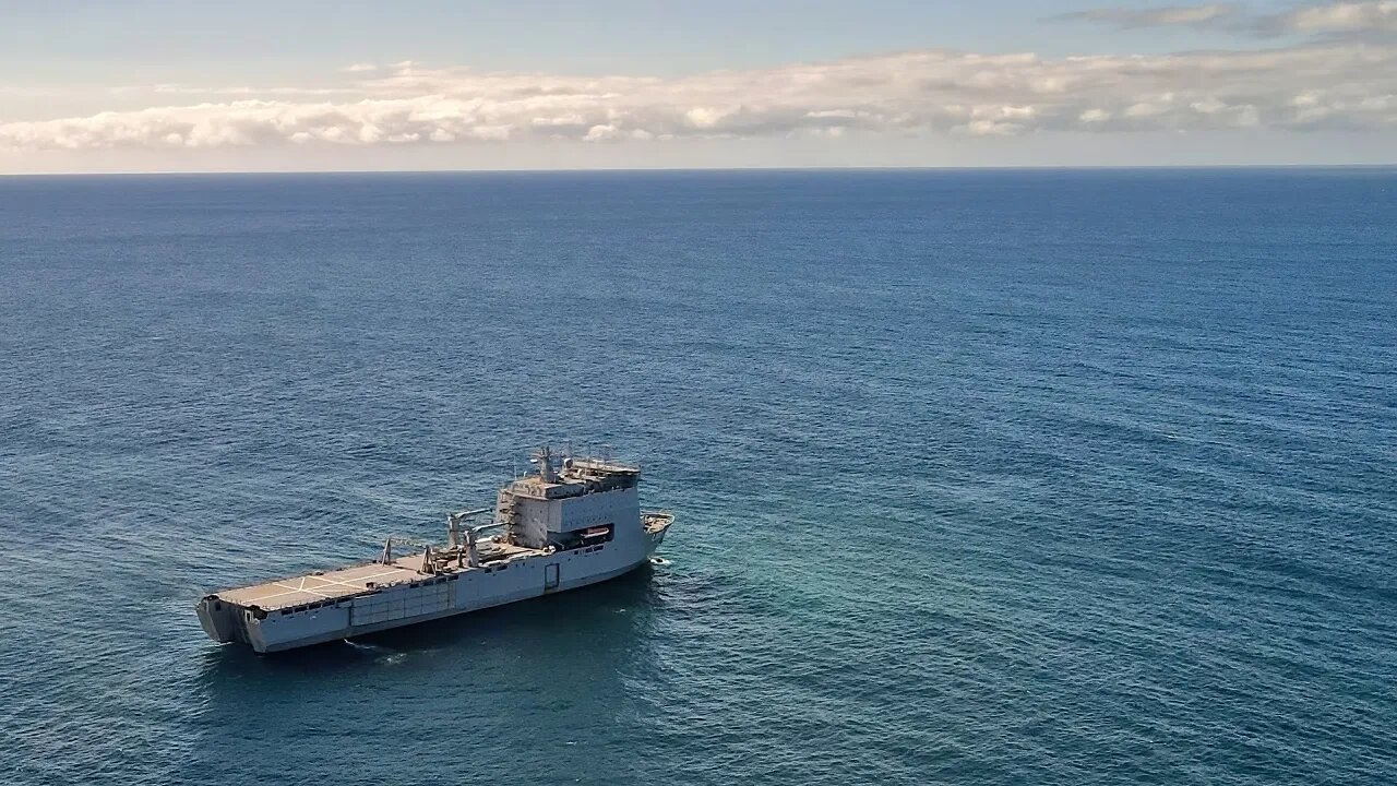 HMAS Choules at Mallacoota 10 March 2021