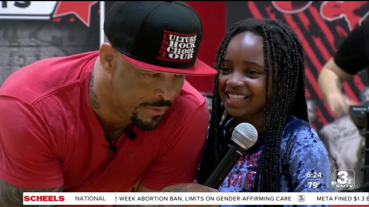 MMA fighter Houston Alexander takes the Culture Shock School Tour to Omaha kids