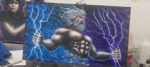 Zues God of thunder airbrush artwork