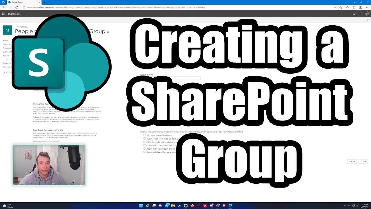 How to Create a SharePoint Group | Microsoft SharePoint | Permissions | 2022 Tutorial