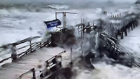 Florida Man Puts up Trump Flag on Naples Pier in the Hurricane