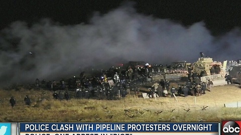 Police clash with pipeline protesters overnight