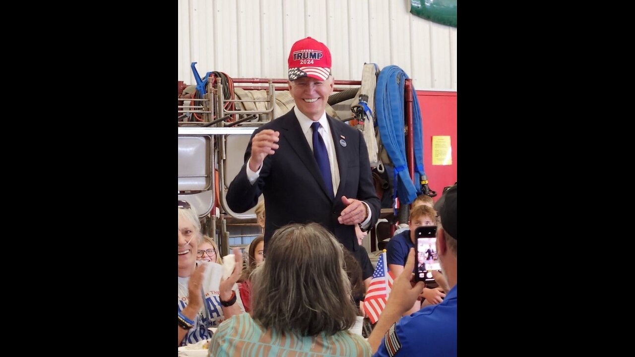 Biden Puts On Trump 2024 Hat While At Fire Station In Pennsylvania