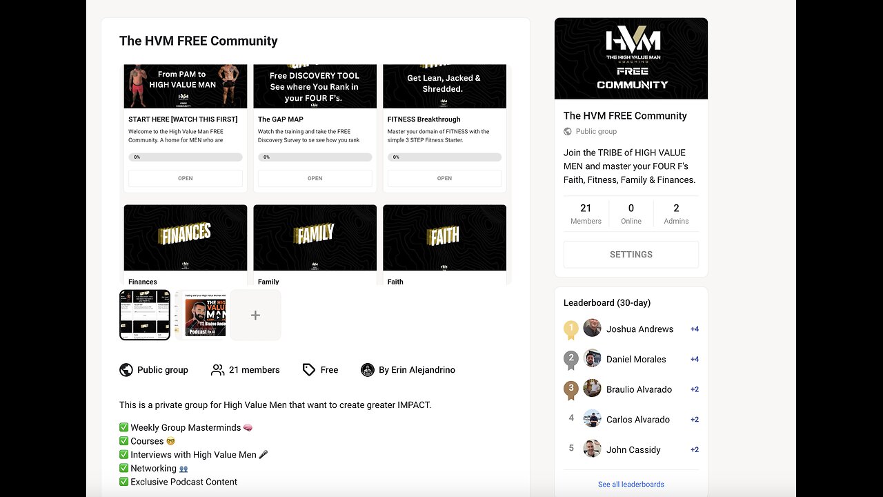 The High Value Man FREE Community Is Open