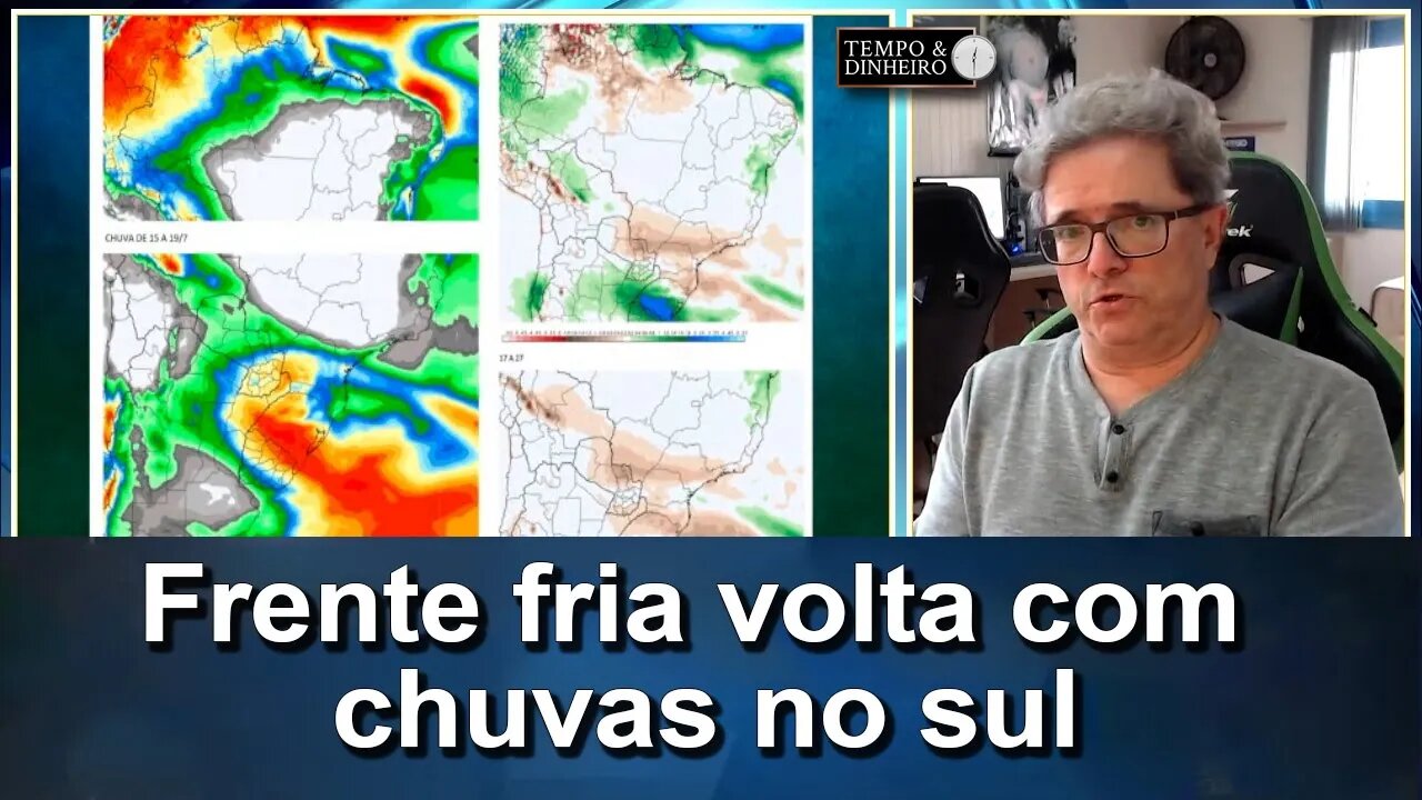 Meteorologia indica volta da frente fria com chuva no Sul e Brasil central seco