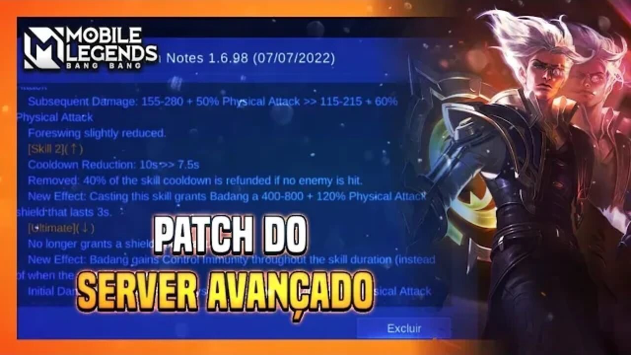 NATÁLIA, BADANG, NATAN | PATCH NOTES SERVER AVANÇADO | MLBB