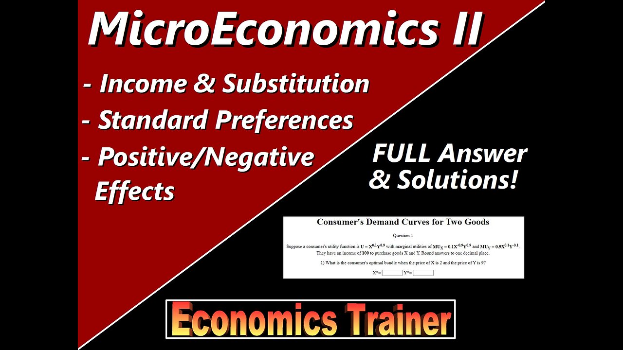 MicroEconomics: Income & Substitution Effect Signs for Standard Preferences, Budget Constraint Graph