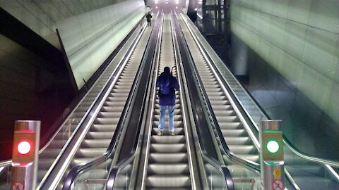 Big escalator in Amsterdam subway