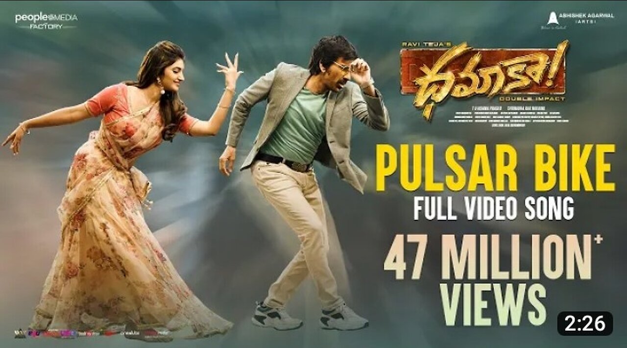 Pulsar Bike Full Video Song Dhamaka | Ravi Teja | Sreeleela | Thrinadha Rao | Bheems Ceciroleo