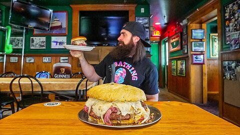 I ORDERED THE GIANT CORNED BEEF SANDWICH CHALLENGE AT A HAUNTED IRISH PUB | BeardMeatsFood