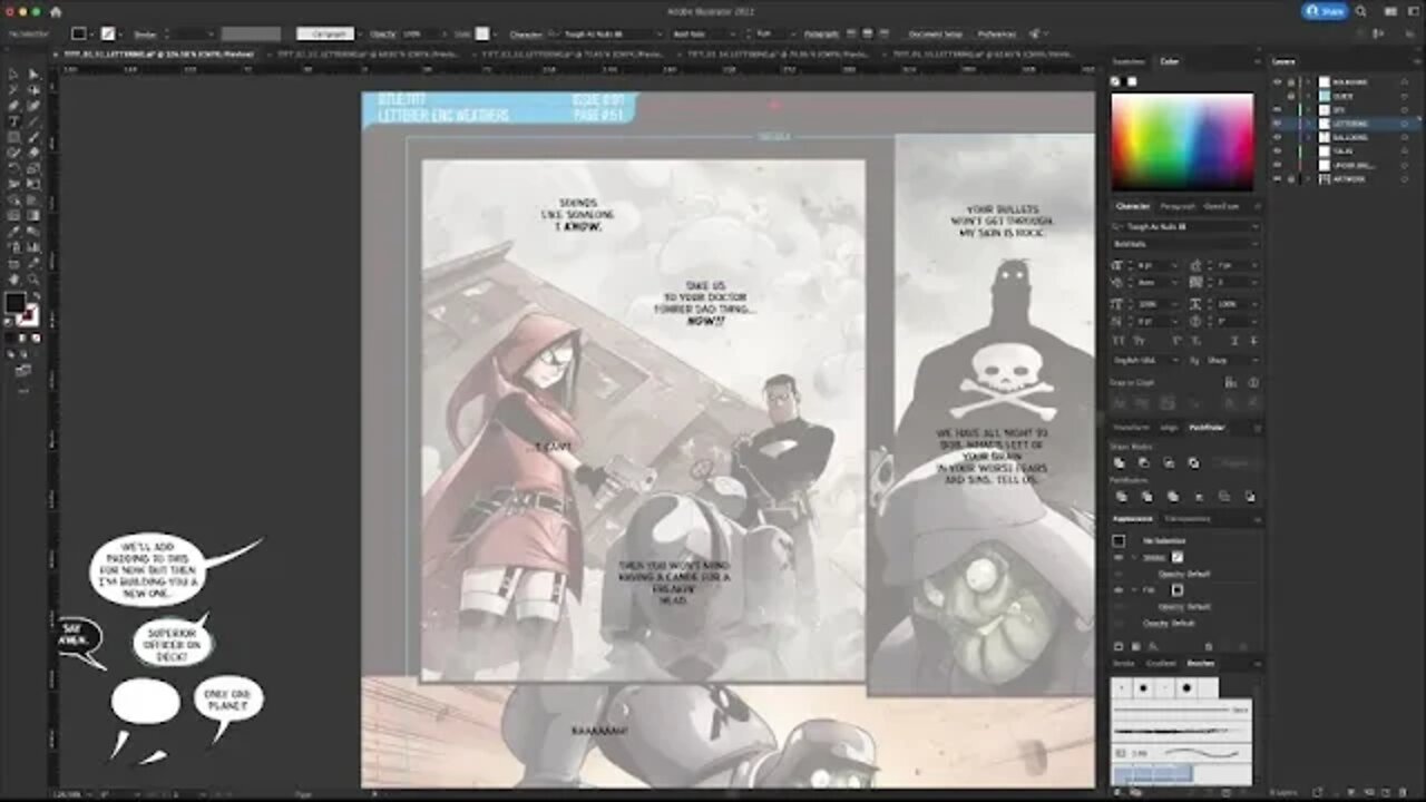 Lettering a Comic Page from Terror in the Trenches time lapse. #shorts