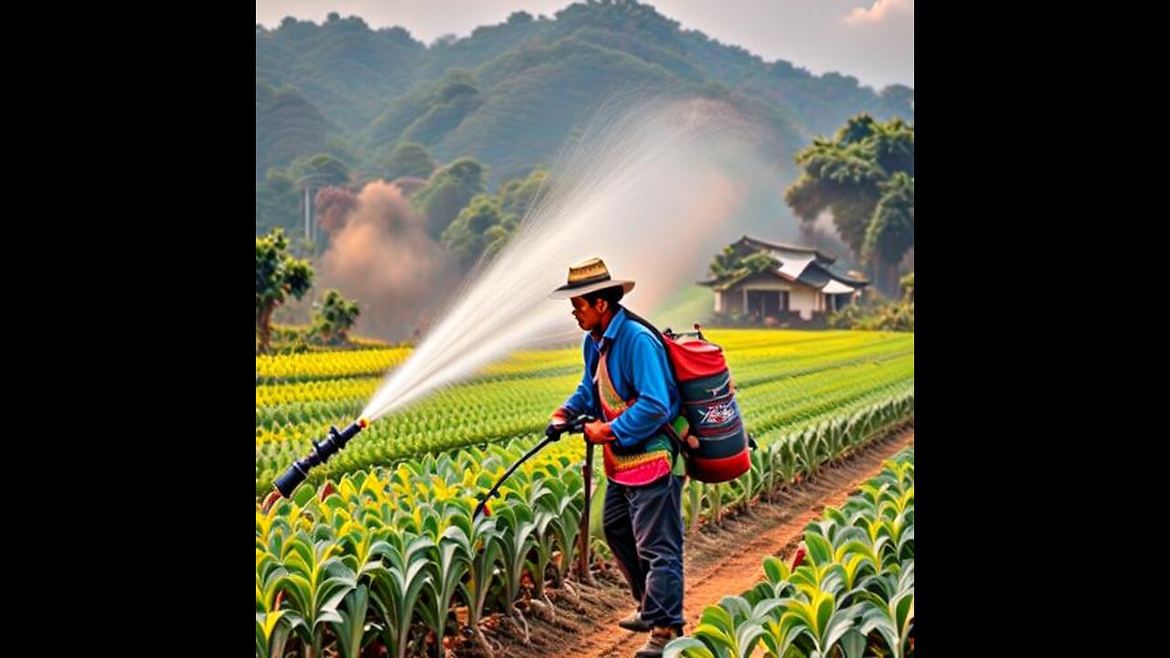 spraying pesticides in the fields