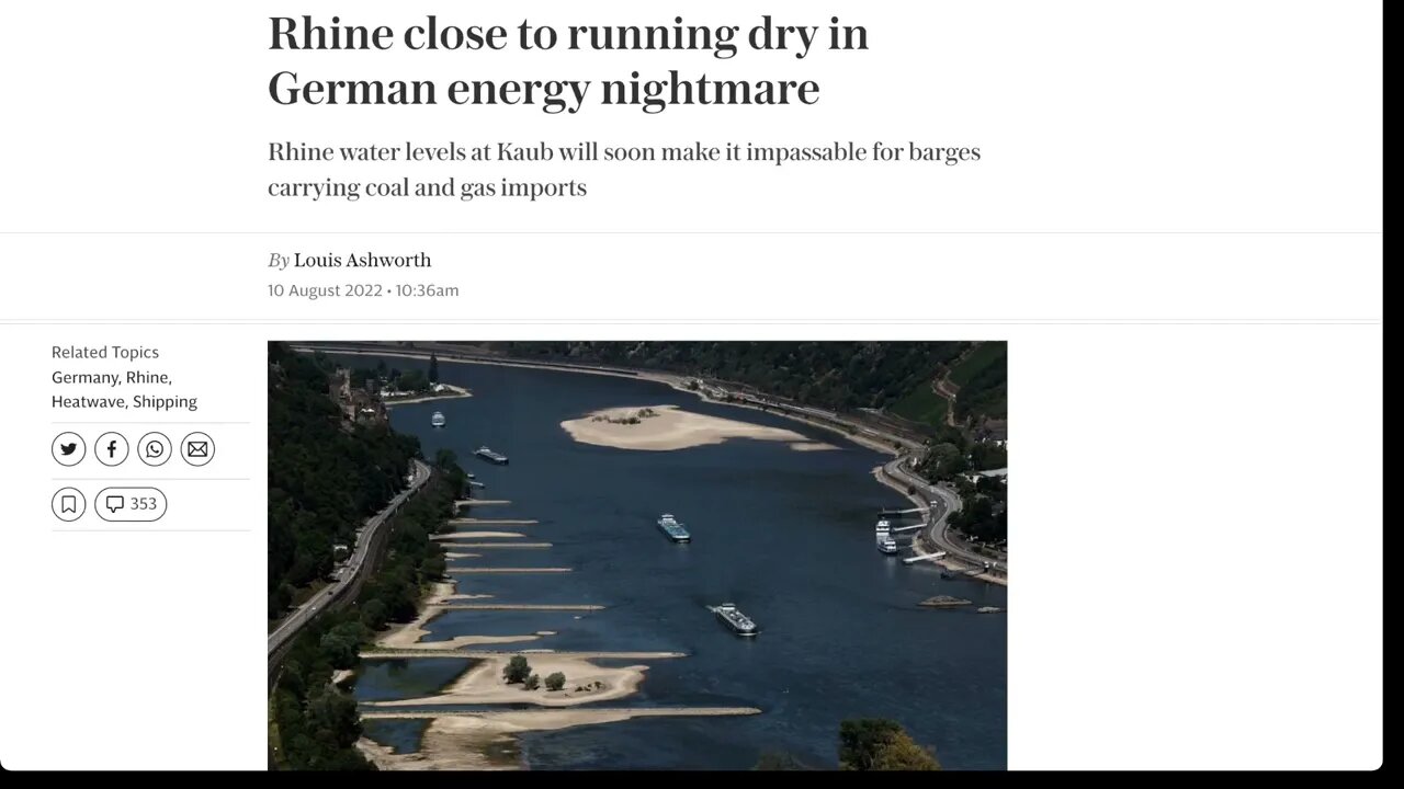 萊茵河接近枯竭