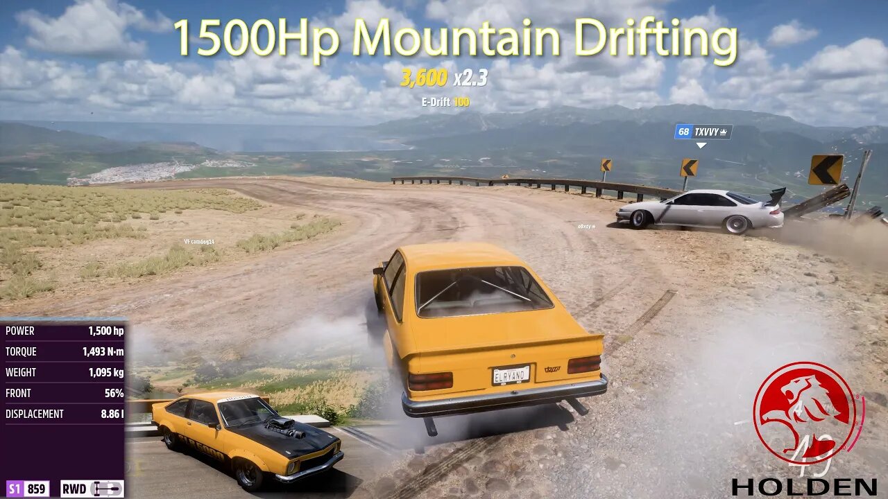 Random Tandem Drift In Free Roam - 1500hp Holden Torana FH5
