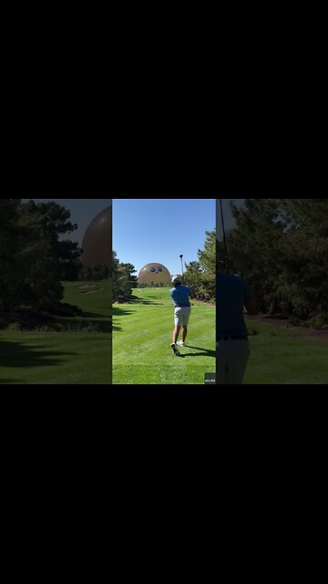 The Las Vegas Sphere appears to mock this golfer’s tee shot