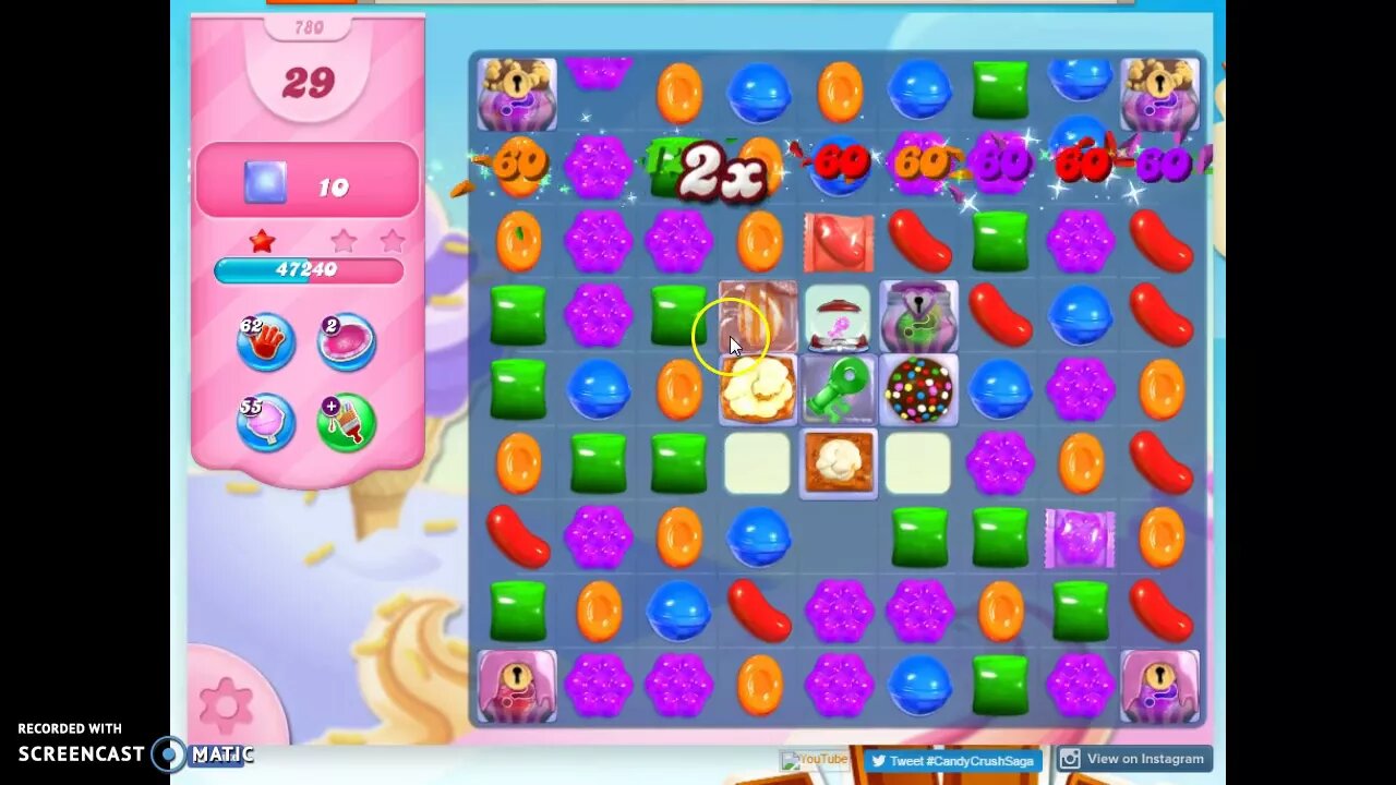 Candy Crush Level 780 Audio Talkthrough, 3 Stars 0 Boosters