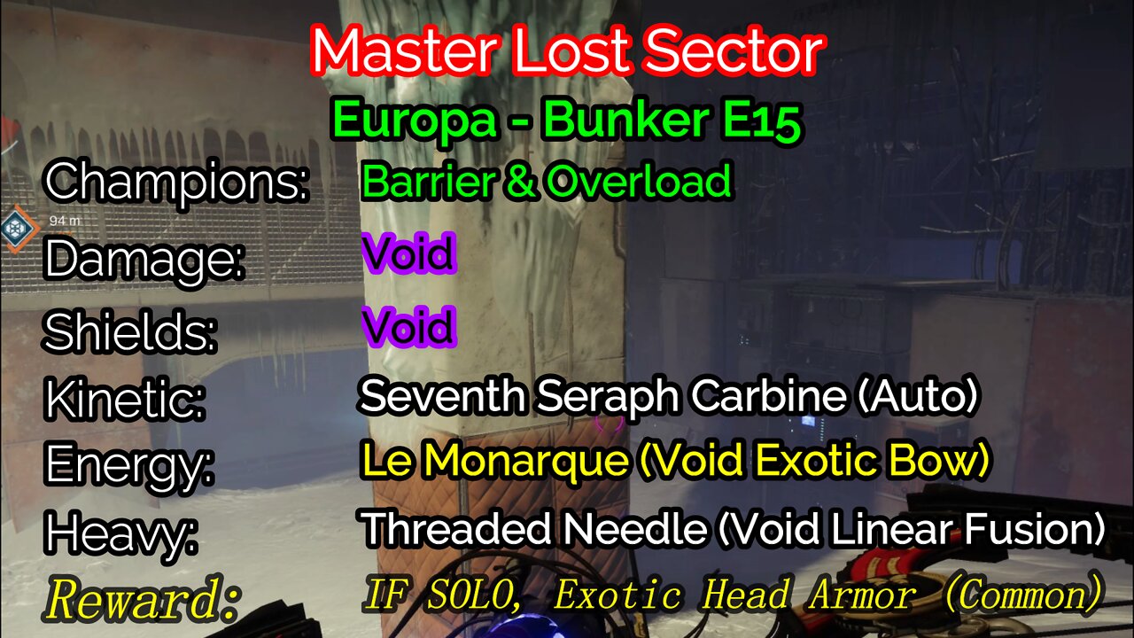 Destiny 2 Master Lost Sector: Bunker E15 1-13-22