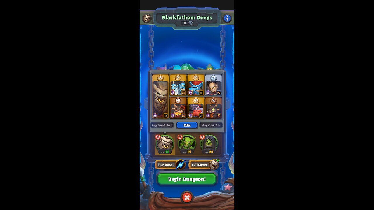 Warcraft Rumble - Blackfathom Deeps - Cairne Bloodhoof - Level 18 to 19 - Horde - July 2024