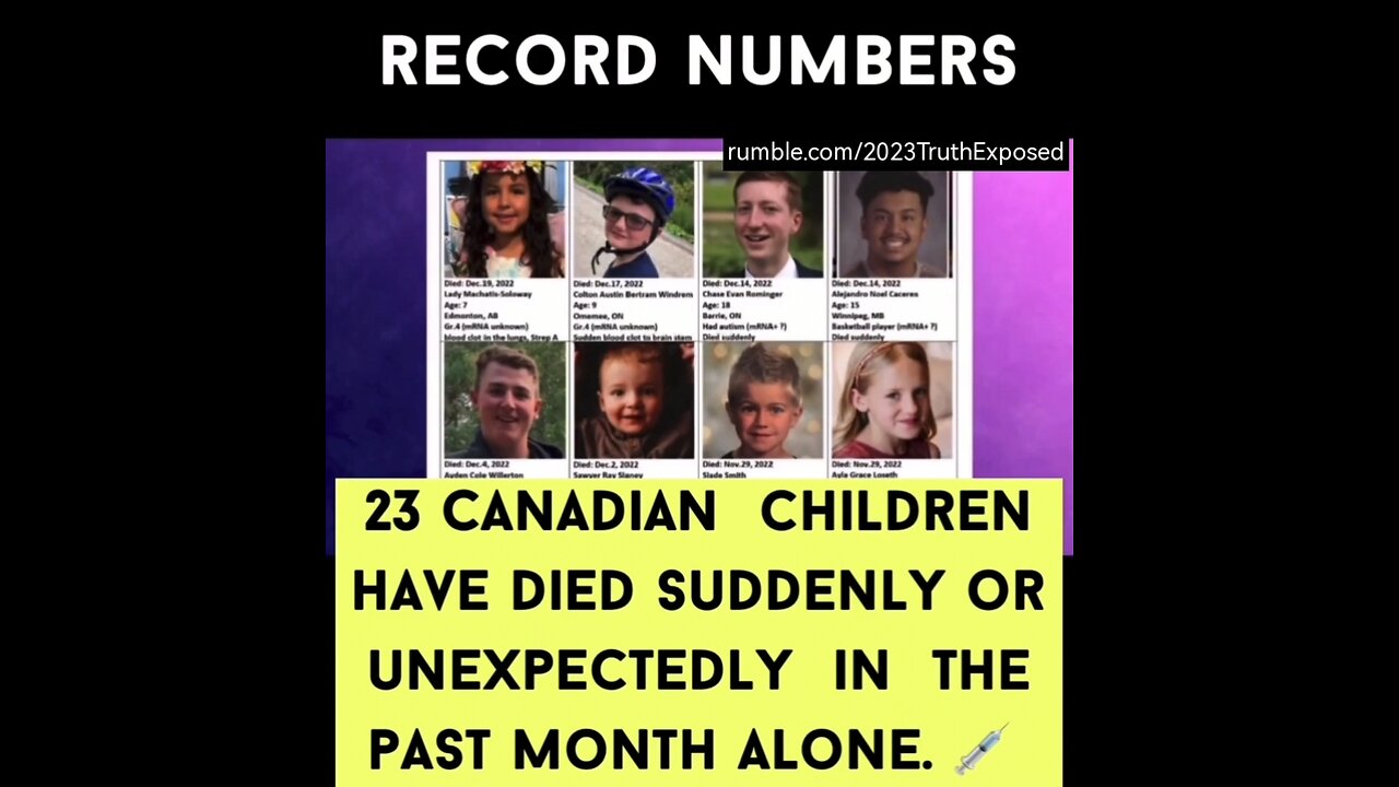 23 CANADIAN CHILDREN HAVE DIED SUDDENLY IN THE PAST MONTH...