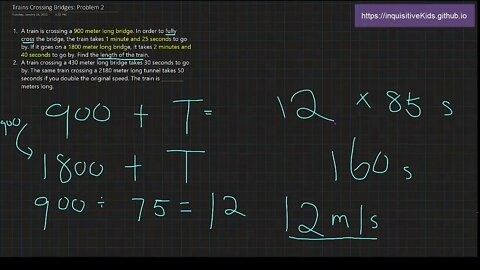 Trains Crossing Bridges: Problem2