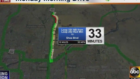 Loop 101 Pima NB delayed near 90th St for seven car crash Monday morning