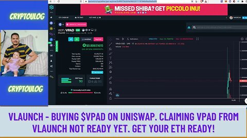 Vlaunch - Buying $VPAD On Uniswap. Claiming VPAD From Vlaunch Not Ready Yet. Get Your ETH Ready!