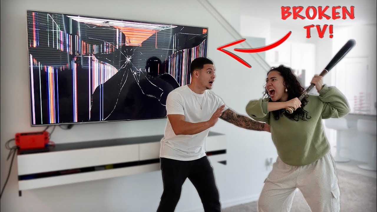 "I BROKE OUR TV" PRANK ON BOYFRIEND!! *HE'S FURIOUS*