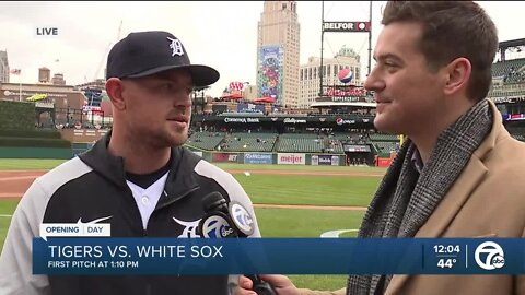 Detroit Tigers' Tyler Alexander speaks ahead of Opening Day