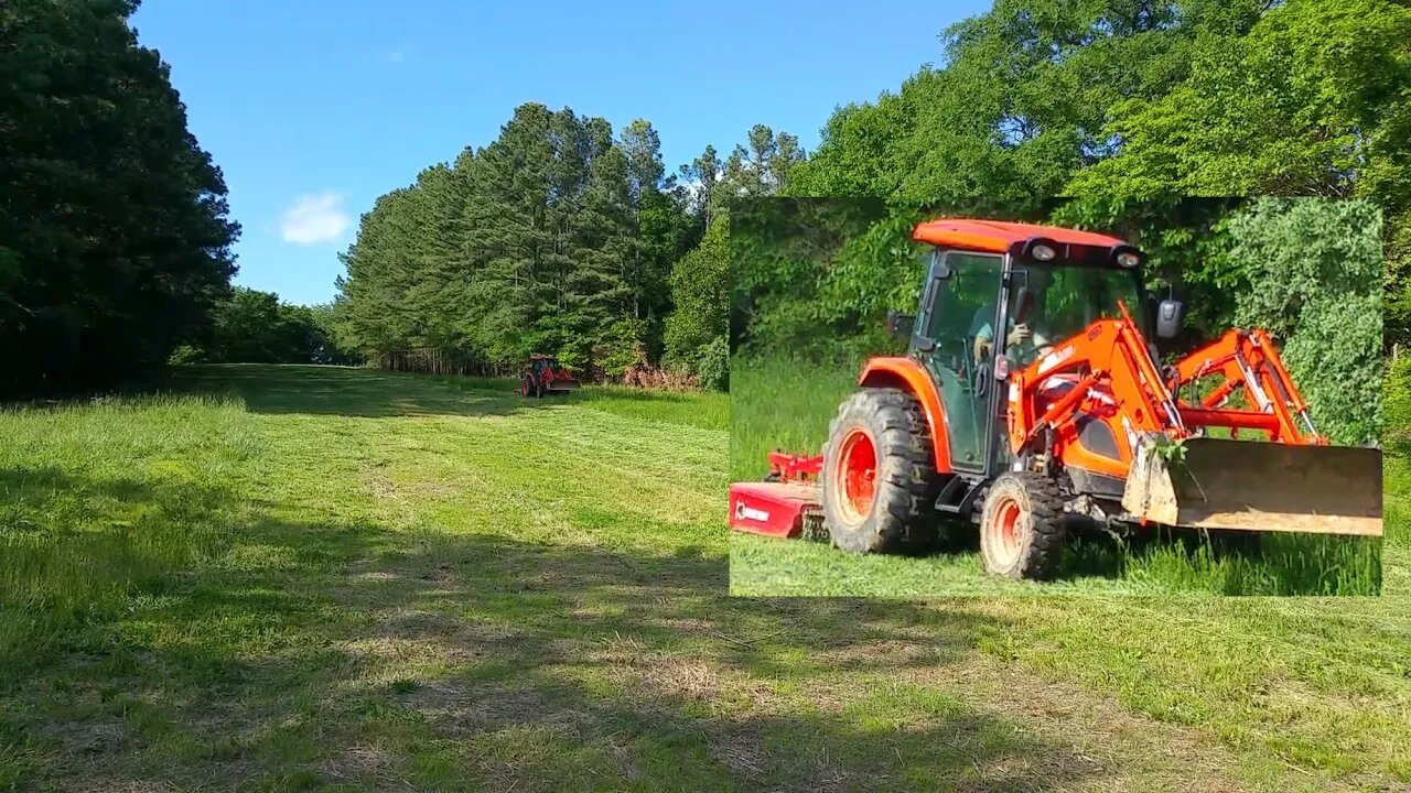 Friday night flashback! Bush hogging new (future) homesite w/Kioti NX6010 and bush hog BH26