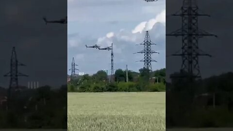 Mi 28 helicopters In the COP are flying on a mission