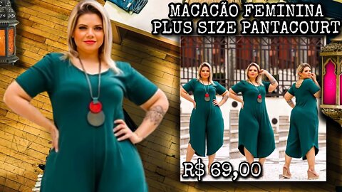 🛑 MACACÃO FEMININA PLUS SIZE PANTACOURT COM MANGA G2 LINHA PREMIUM