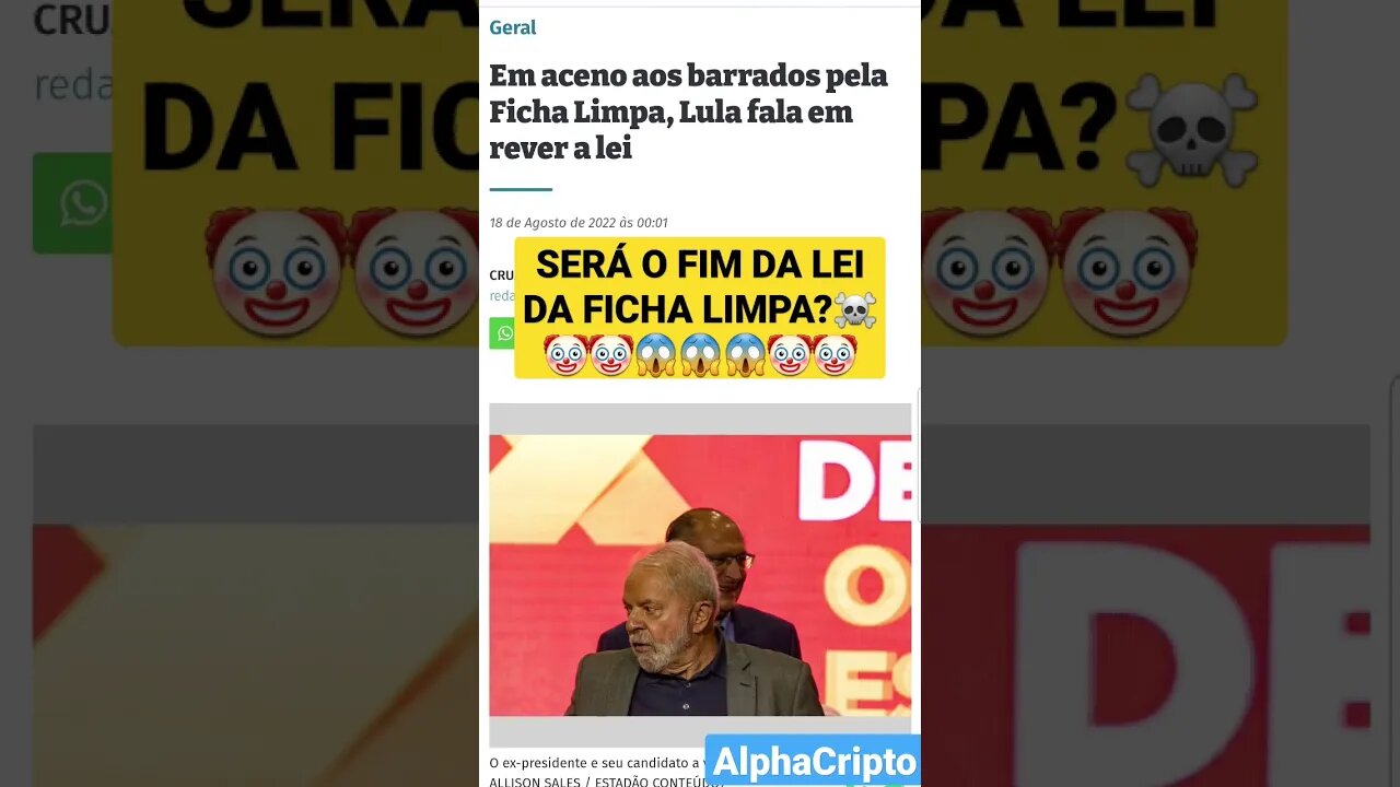 LULA BUSCA APOIO DOS "FICHAS SUJAS"! SERÁ O FIM DA LEI DA FICHA LIMPA?