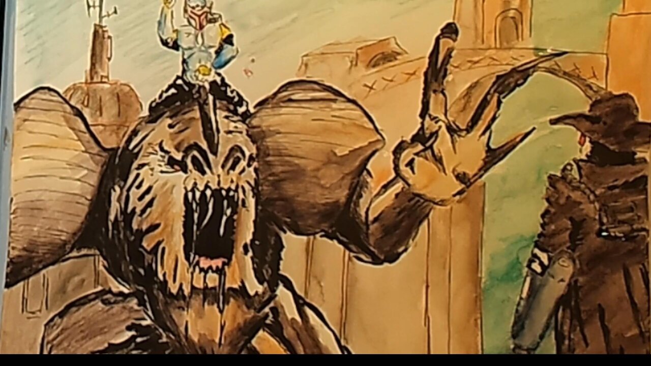 KM Learns to Draw: Boba Rides a Rancor! PLUS: My Thoughts on the Russell Wilson Trade!