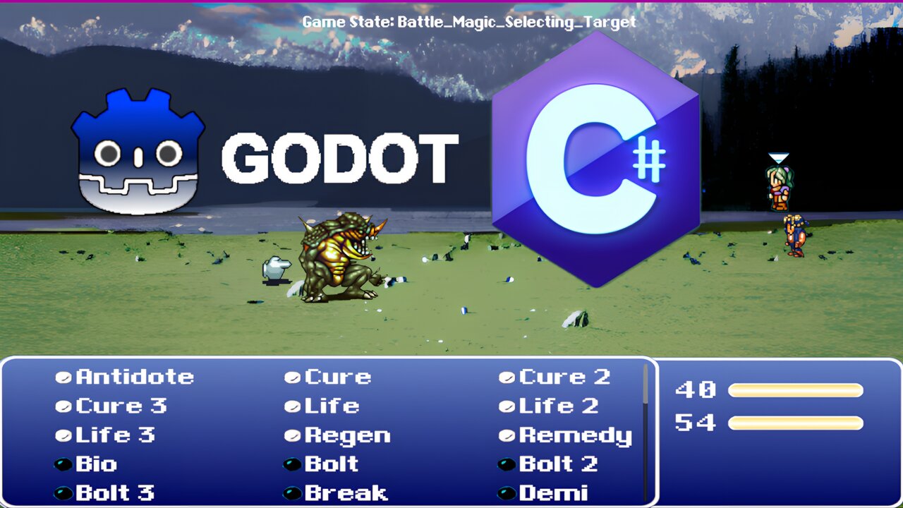 Godot 4 Final Fantasy 6 Working Battle UI [FF6 Battle System 4]