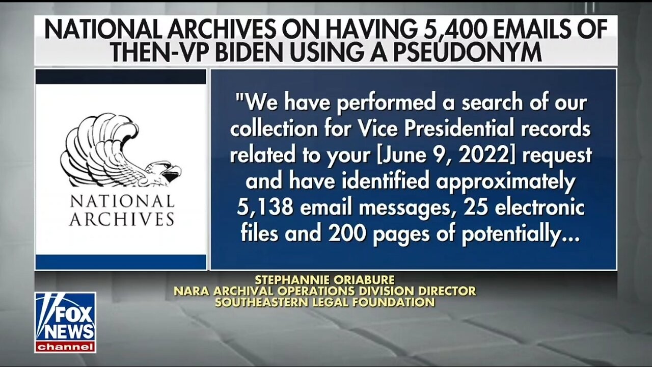 National Archives Admits It Has 5,400 Biden Pseudonym Emails From Vice Presidency: Fox News