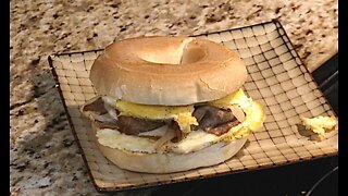 Steak egg cheese bagel